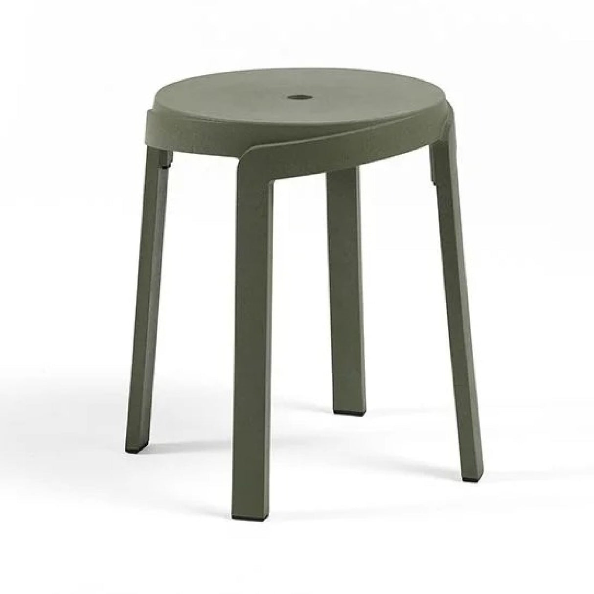 Regenerated Fiberglass Round Outdoor Stool – Stack Mini – outdoor front view