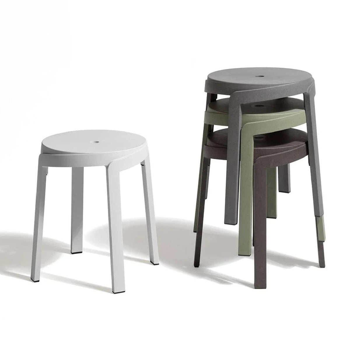 Regenerated Fiberglass Round Outdoor Stool – Stack Mini – outdoor alternate view 9