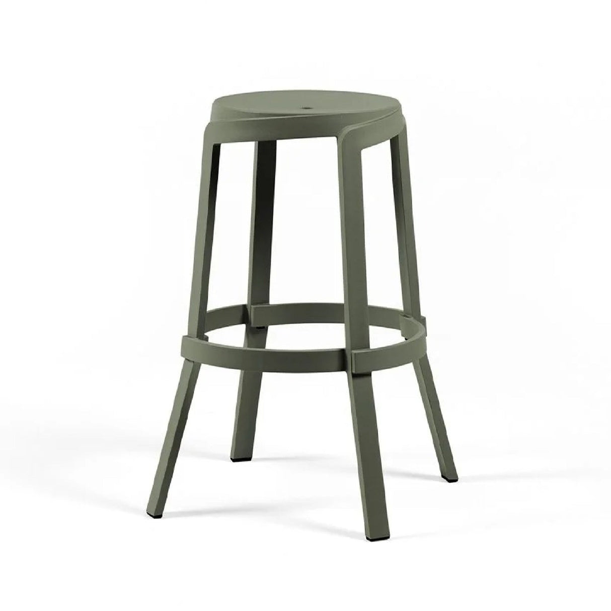 Regenerated Fiberglass Outdoor High Stool – Stack Maxi – outdoor front view