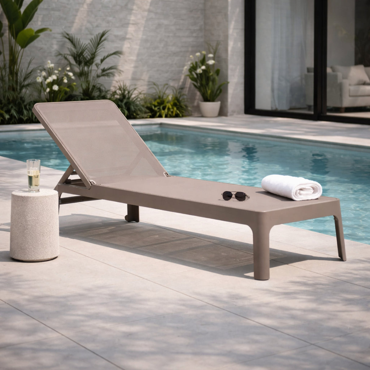 Stackable Fiberglass Outdoor Chaise Lounge – Plano – outdoor alternate view 6
