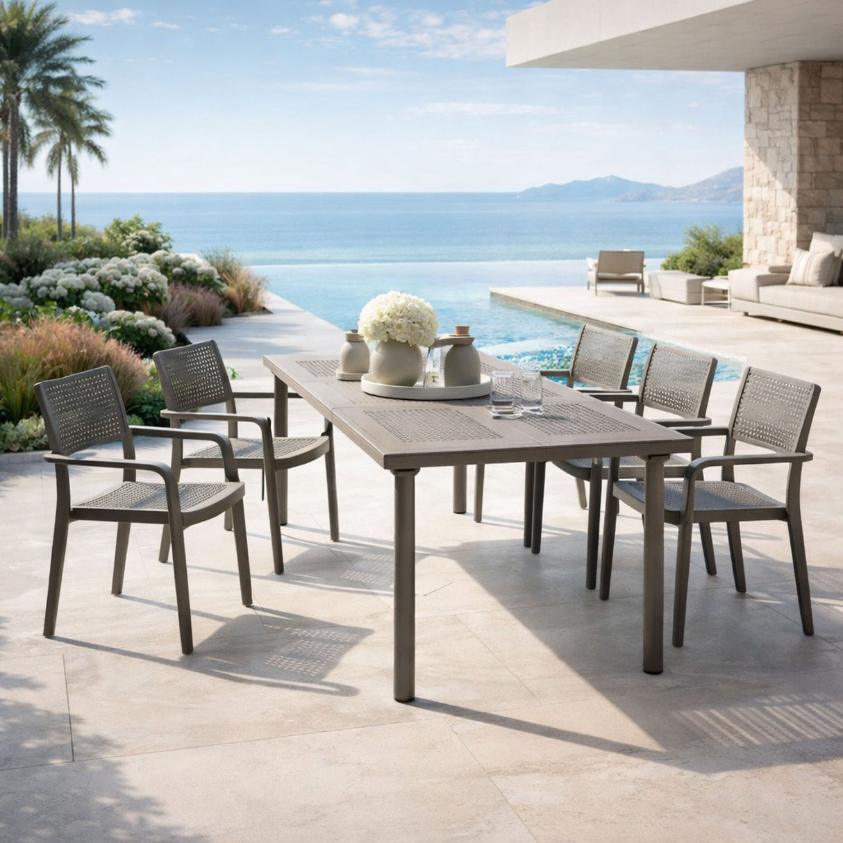 Extendable Outdoor Dining Table with Umbrella Hole – Libeccio – outdoor alternate view 6