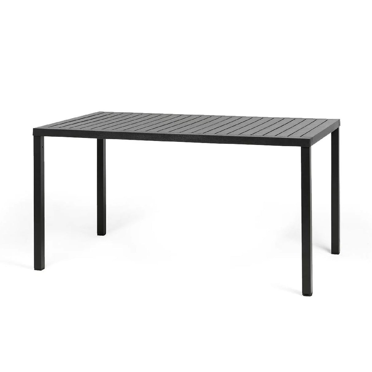 Rectangular Slatted Outdoor Dining Table – Cube – outdoor side profile