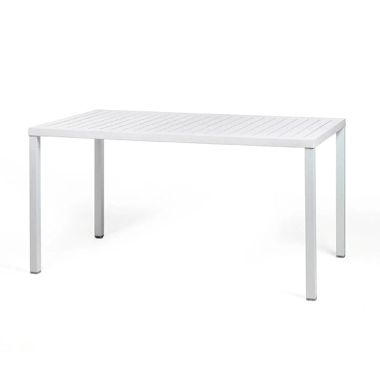 Rectangular Slatted Outdoor Dining Table – Cube – outdoor front view
