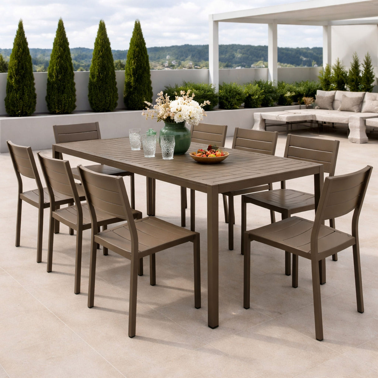 Rectangular Slatted Outdoor Dining Table – Cube – outdoor alternate view 6
