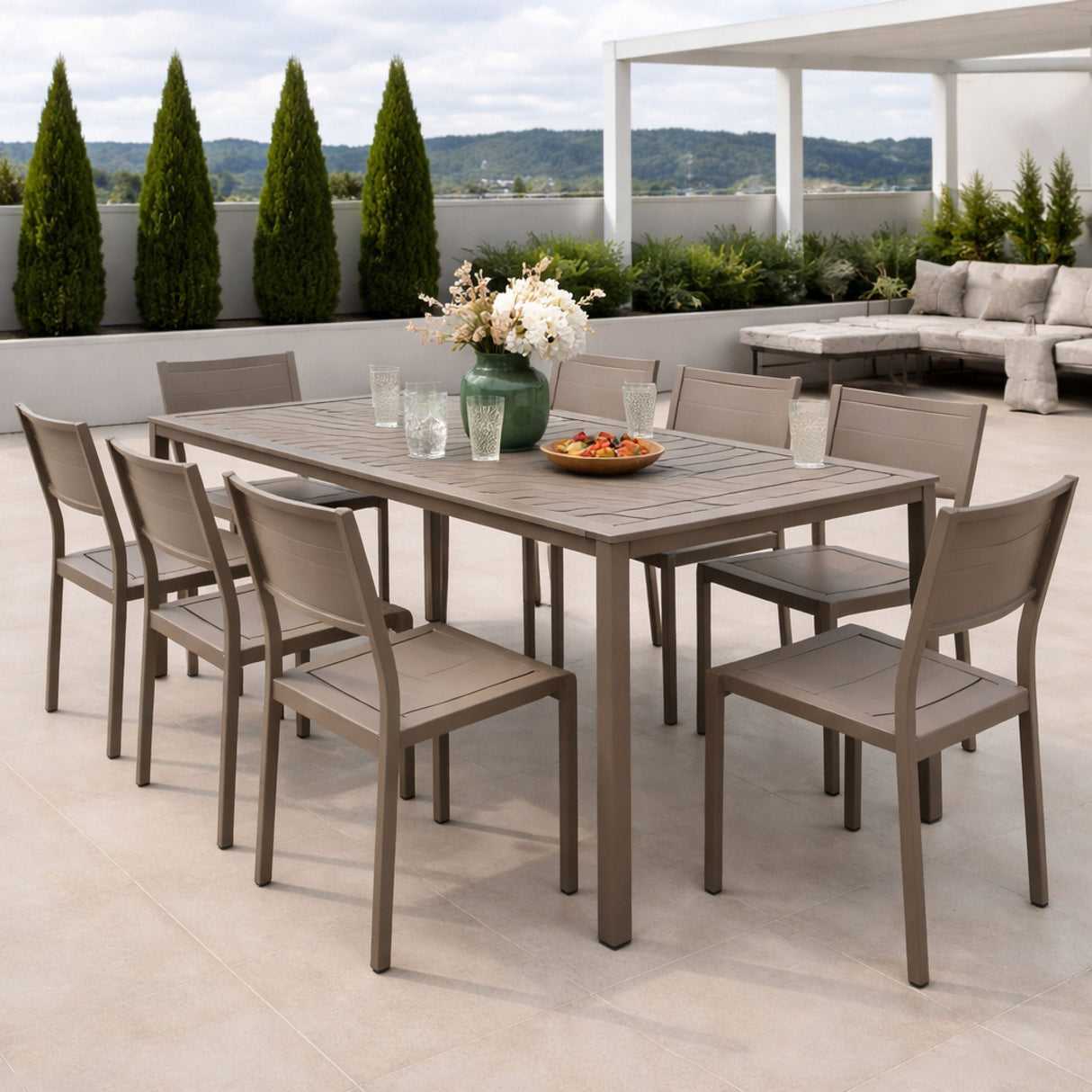 Rectangular Slatted Outdoor Dining Table – Cube – outdoor alternate view 8