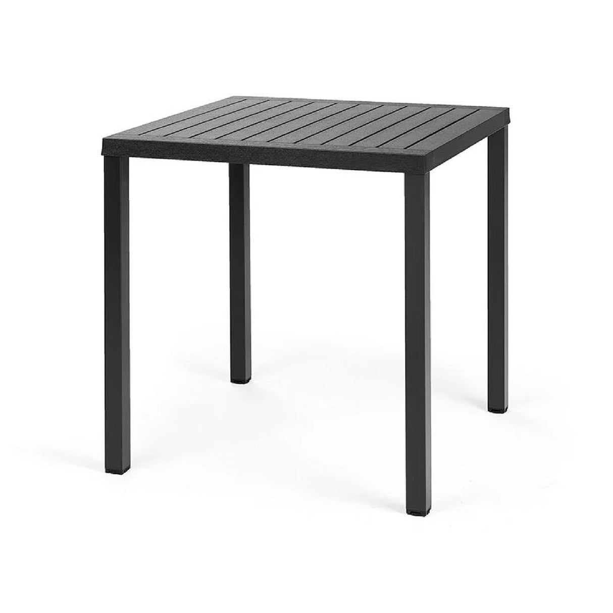 Square Slatted Outdoor Dining Table – Cube – outdoor side profile