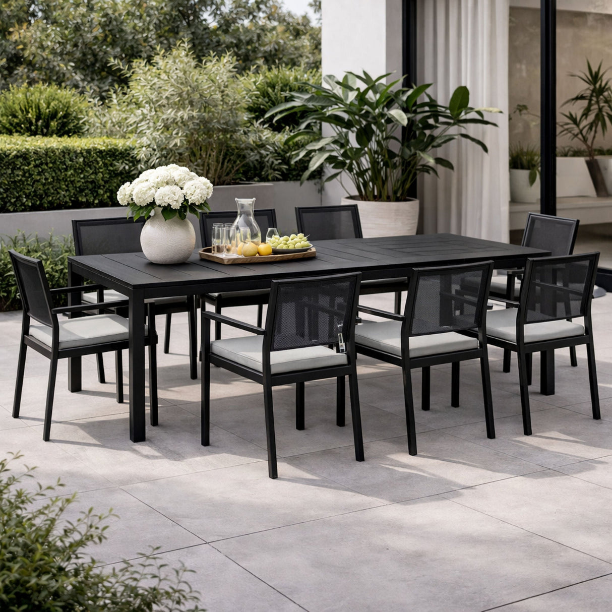 Aluminum Framed Extendible Outdoor Dining Table – Rio – outdoor alternate view 10