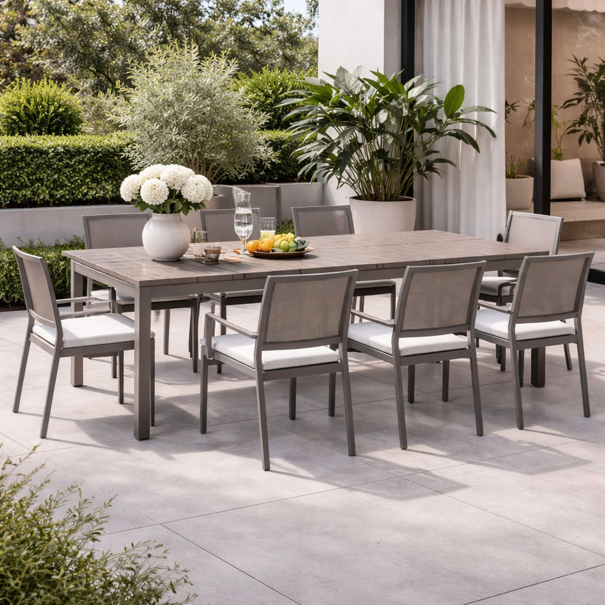 Aluminum Framed Extendible Outdoor Dining Table – Rio – outdoor alternate view 12