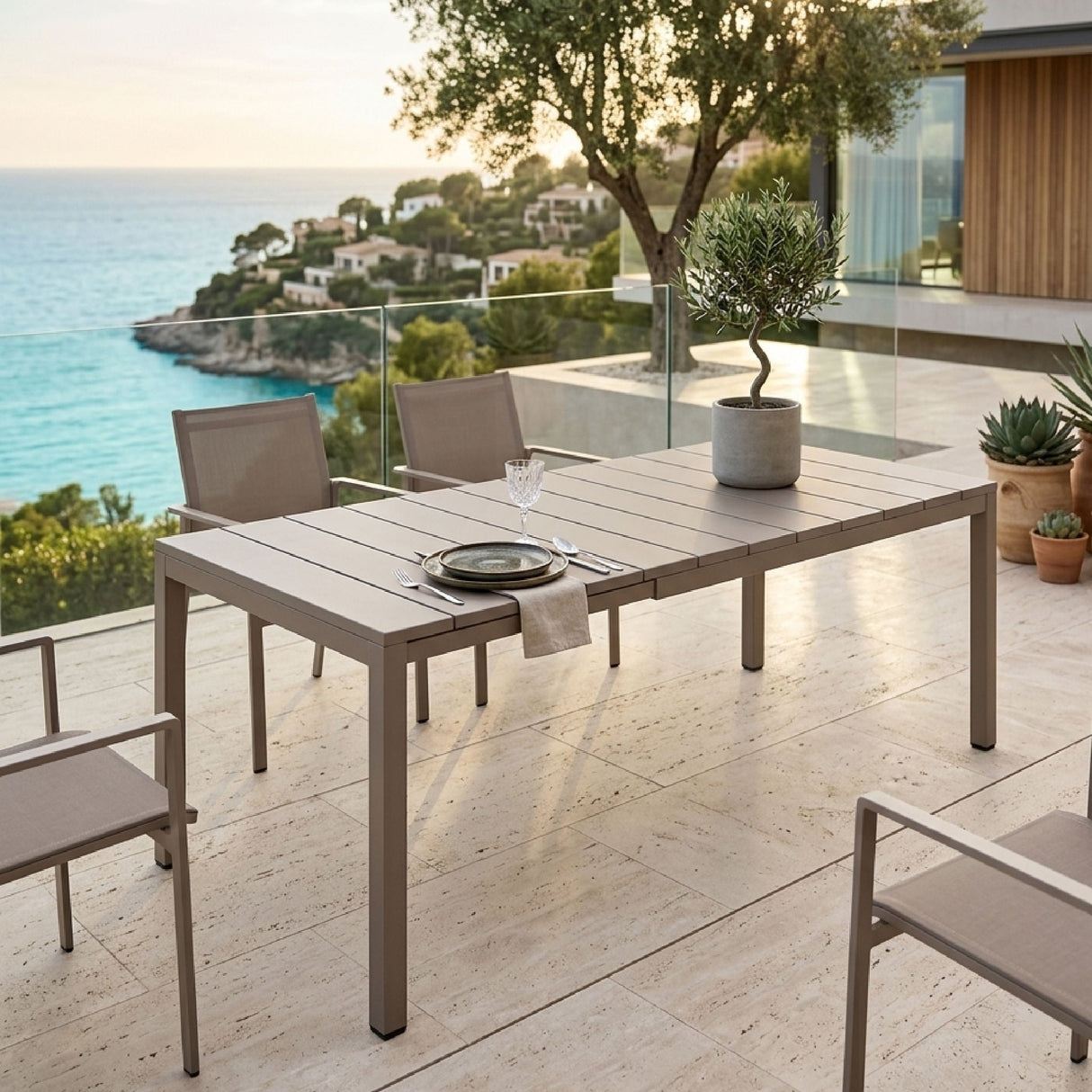 Aluminum Framed Extendible Outdoor Dining Table – Rio – outdoor alternate view 6