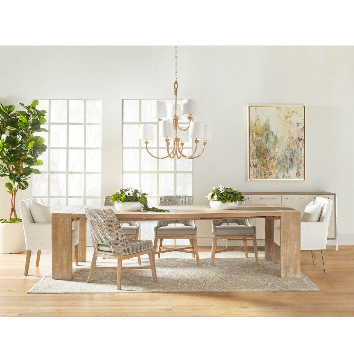 Modern European furniture - Natural Acacia Extendable Dining Table - www.oroa.com