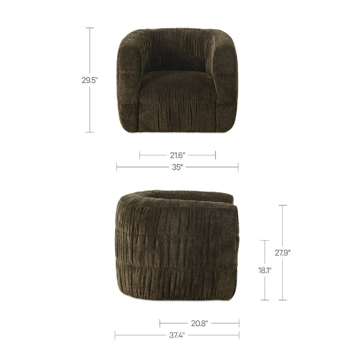 Modern or European furniture - Ruched Chenille Swivel Chair - www.oroa.com