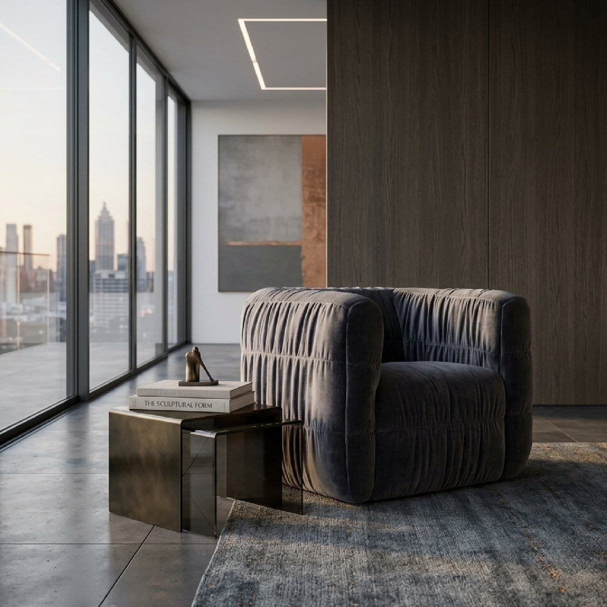 Modern or European furniture - Ruched Chenille Swivel Chair - www.oroa.com
