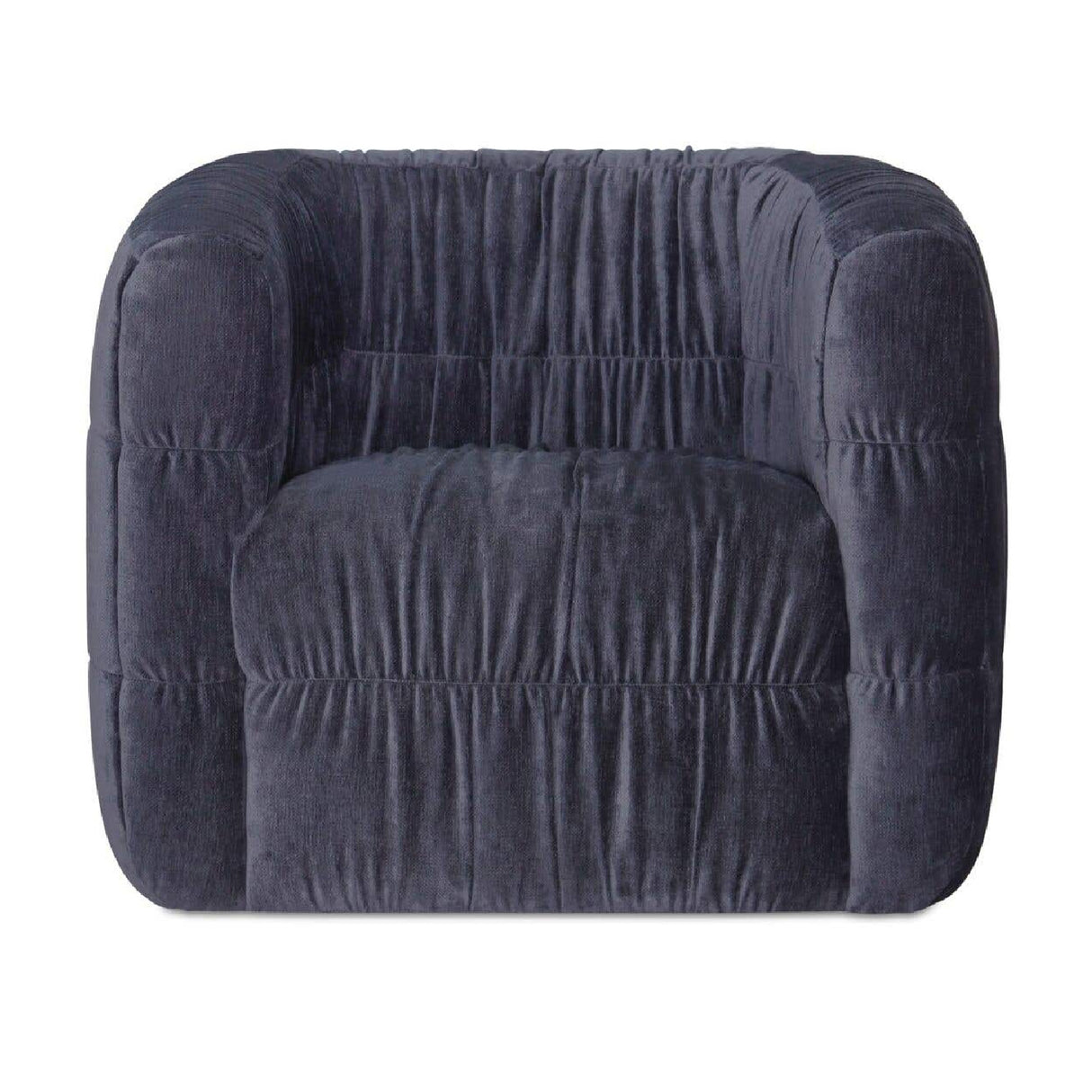Blue Ruched Chenille Swivel Chair | Oroa.com