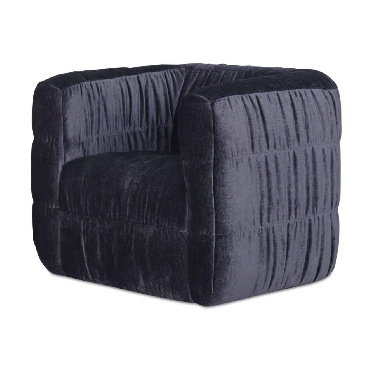 Blue Ruched Chenille Swivel Chair | Oroa.com
