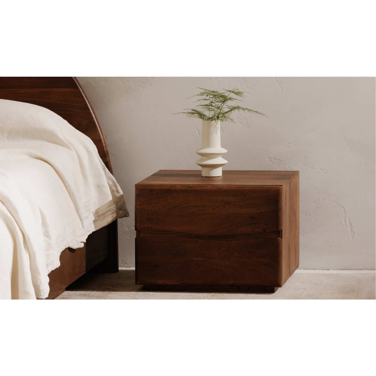 Modern European furniture - Solid Acacia 2-Drawer Nightstand - www.oroa.com | Oroa.com