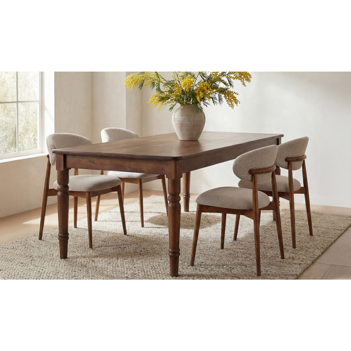 Modern European furniture - Brown Acacia Dining Table - www.oroa.com