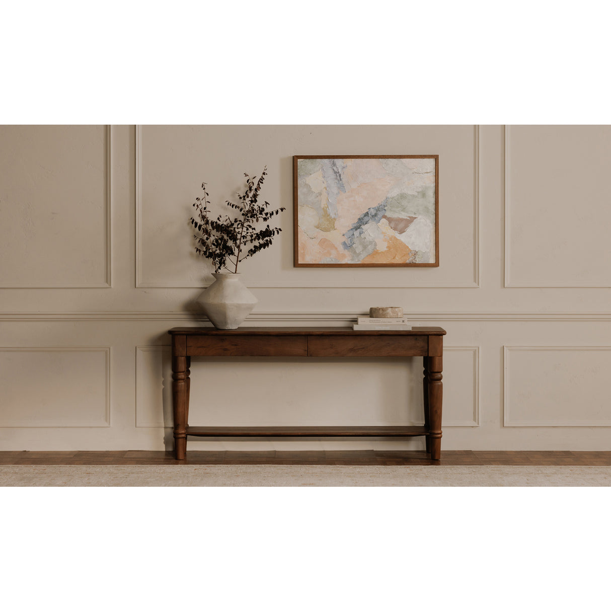 Modern European furniture - 2-Drawer Acacia Console Table - www.oroa.com