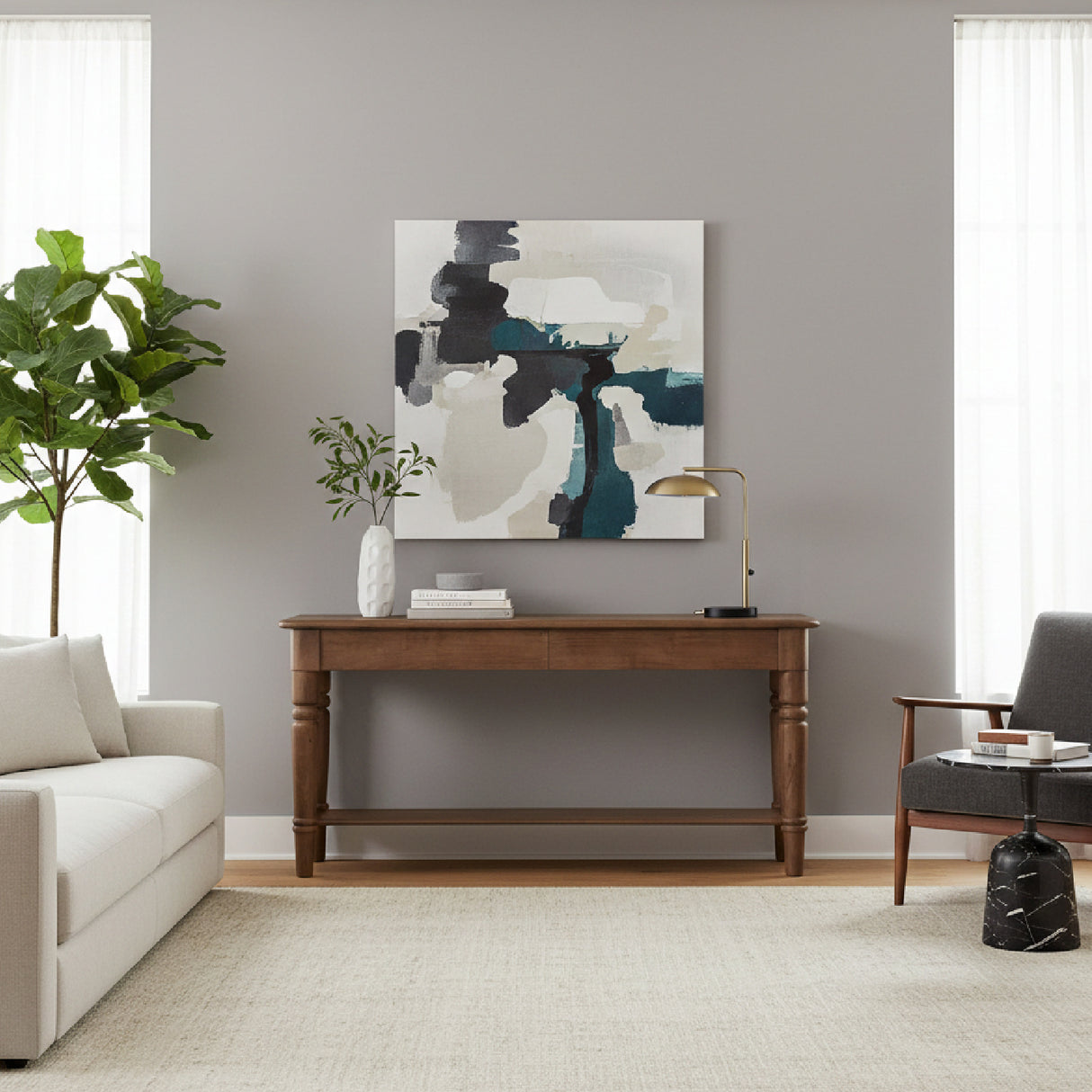 Modern European furniture - 2-Drawer Acacia Console Table - www.oroa.com