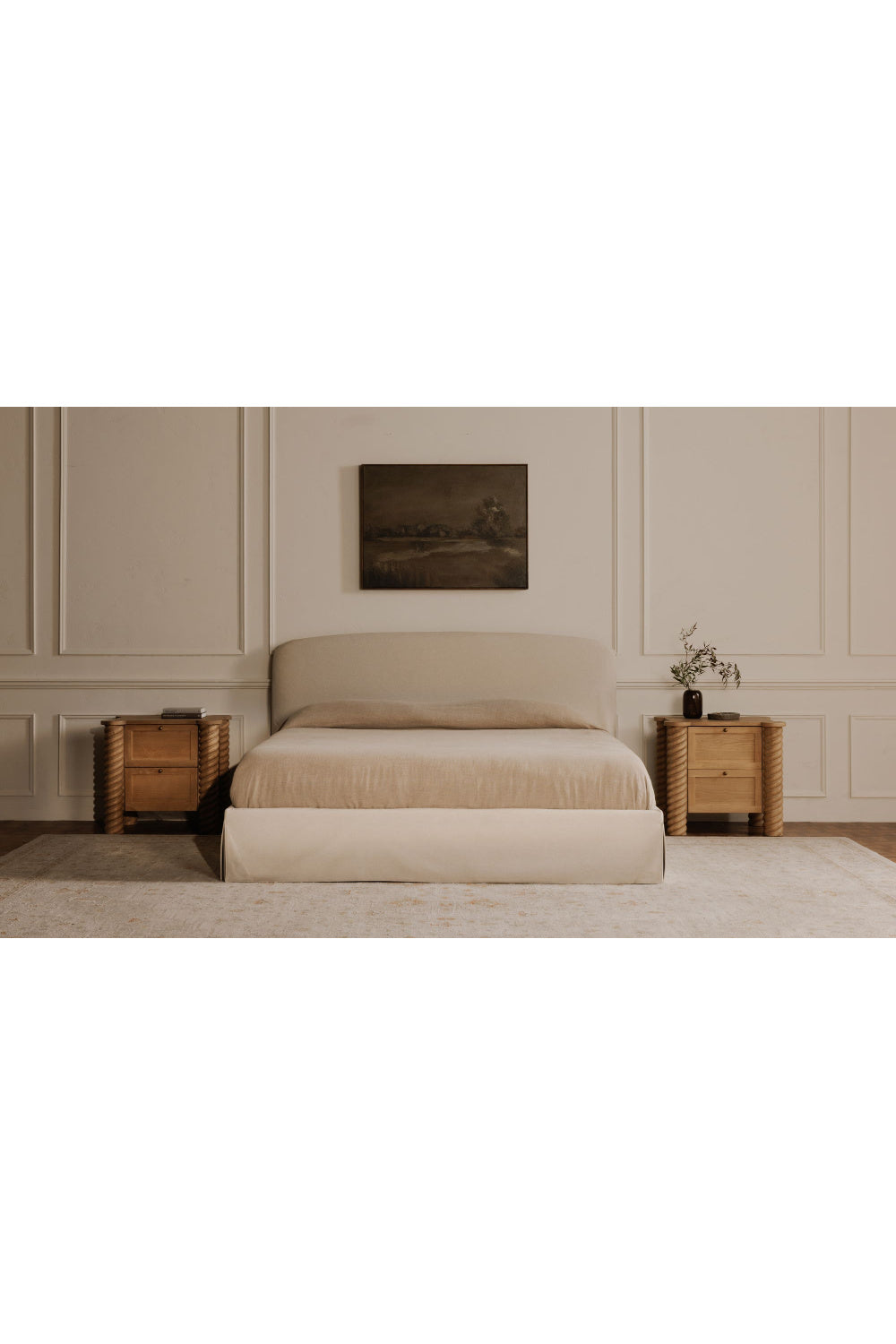 Modern European furniture - Oak Turned-Leg 2-Drawer Nightstand - www.oroa.com