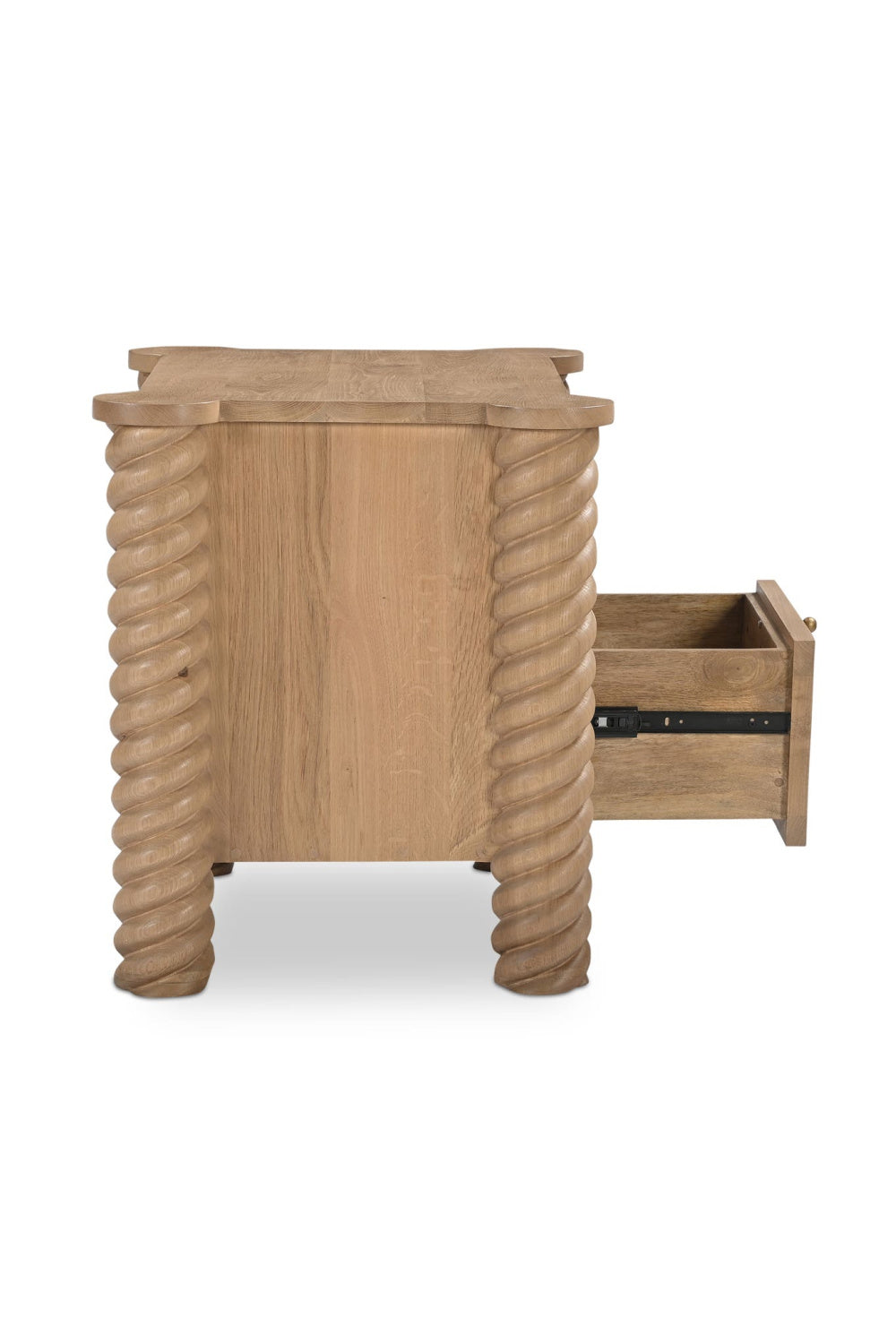 Modern European furniture - Oak Turned-Leg 2-Drawer Nightstand - www.oroa.com