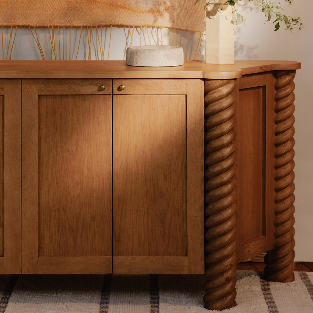 Modern European furniture - Oak Turned-Leg 4-Door Sideboard - www.oroa.com