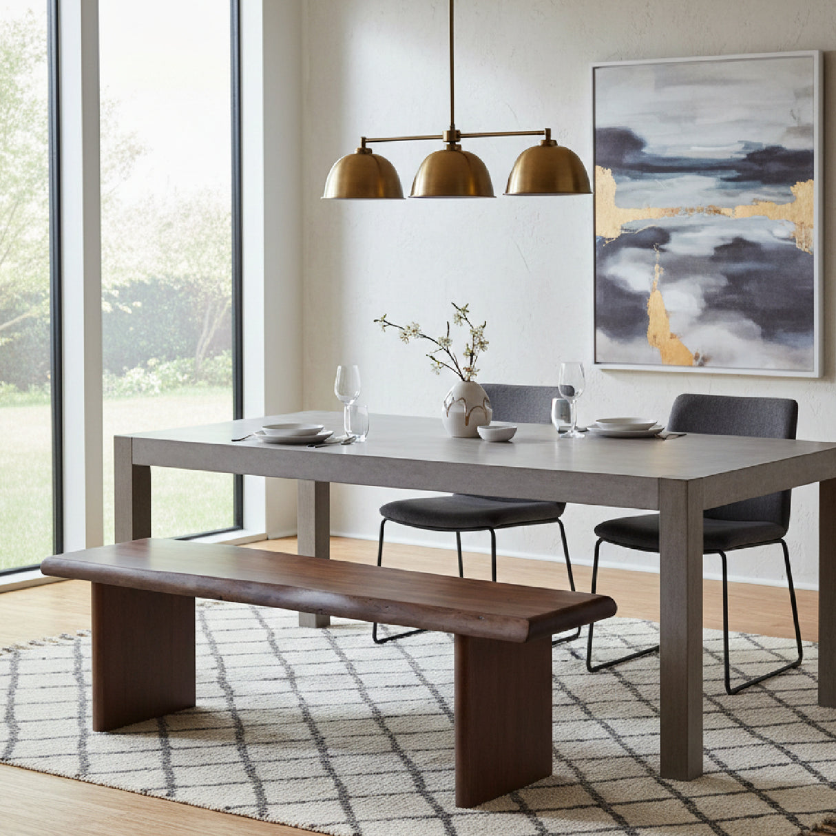 Modern European furniture - Brown Acacia Wood Dining Bench - www.oroa.com | Oroa.com