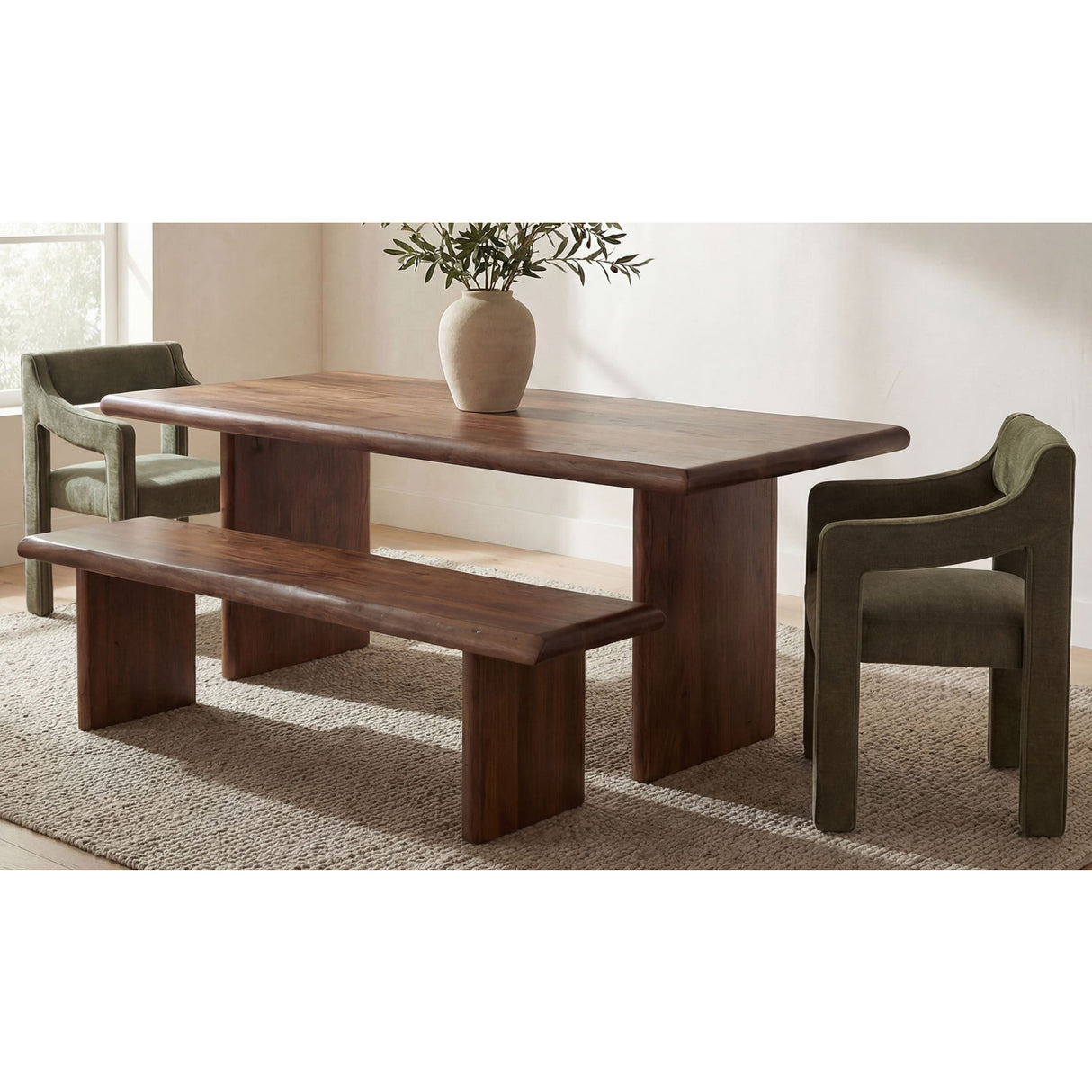 Modern European furniture - Brown Acacia Wood Dining Bench - www.oroa.com | Oroa.com
