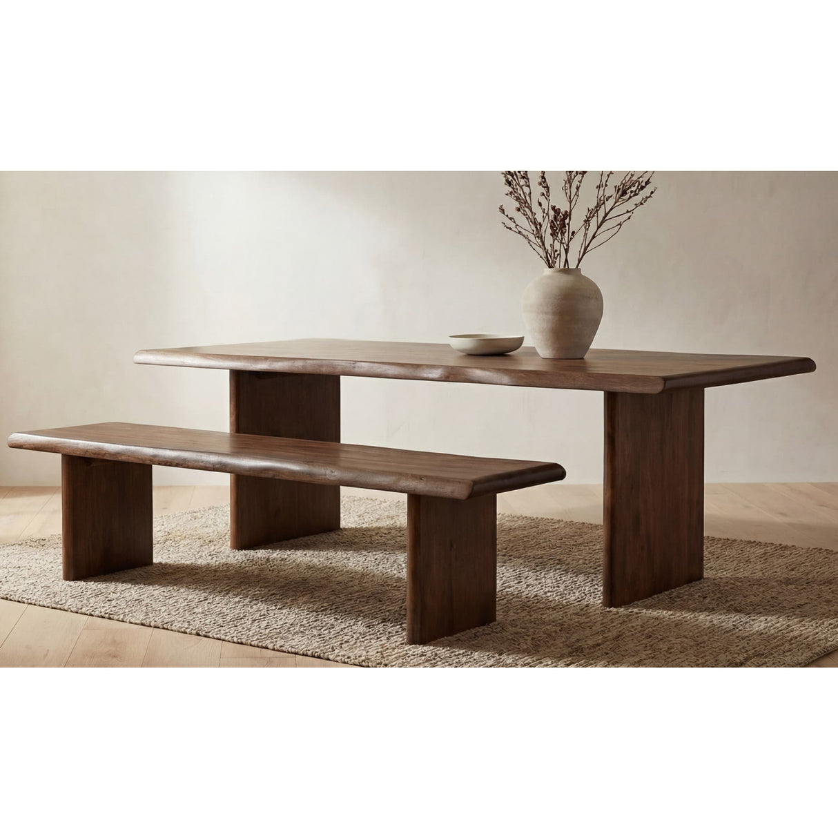 Modern European furniture - Brown Acacia Wood Dining Bench - www.oroa.com | Oroa.com