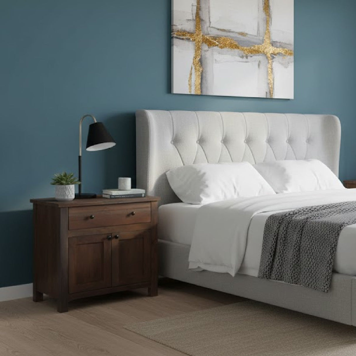 Modern European furniture - Wooden 2-Door Charging Nightstand - www.oroa.com