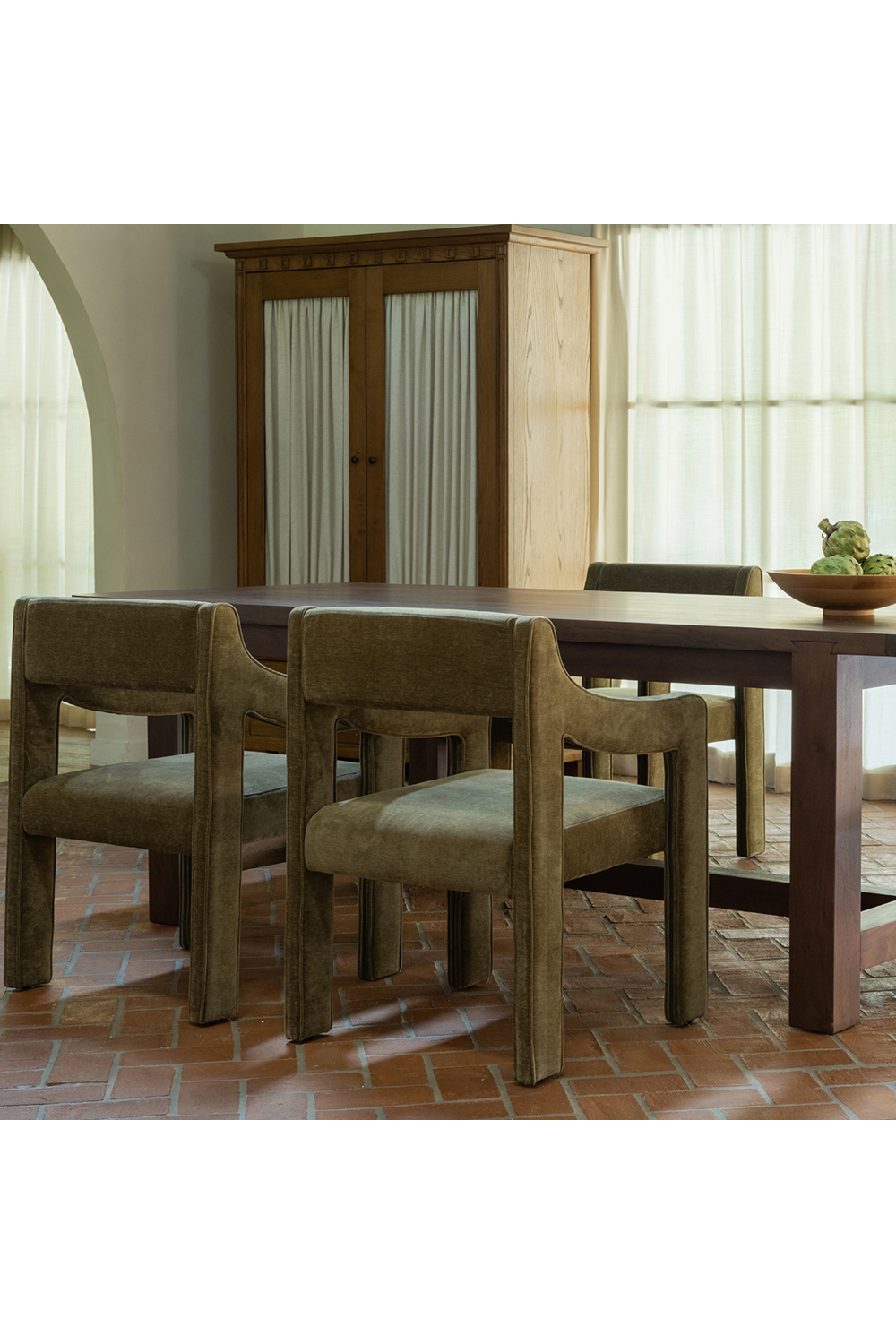 Modern European furniture - Brown Acacia Wood Dining Table - www.oroa.com