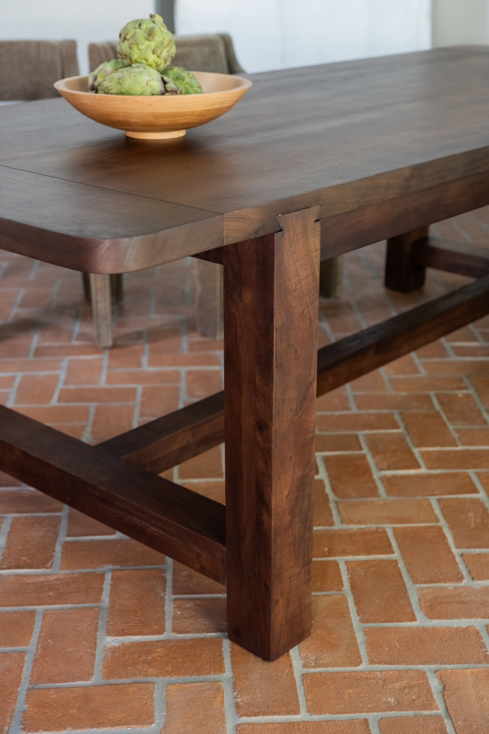 Modern European furniture - Brown Acacia Wood Dining Table - www.oroa.com