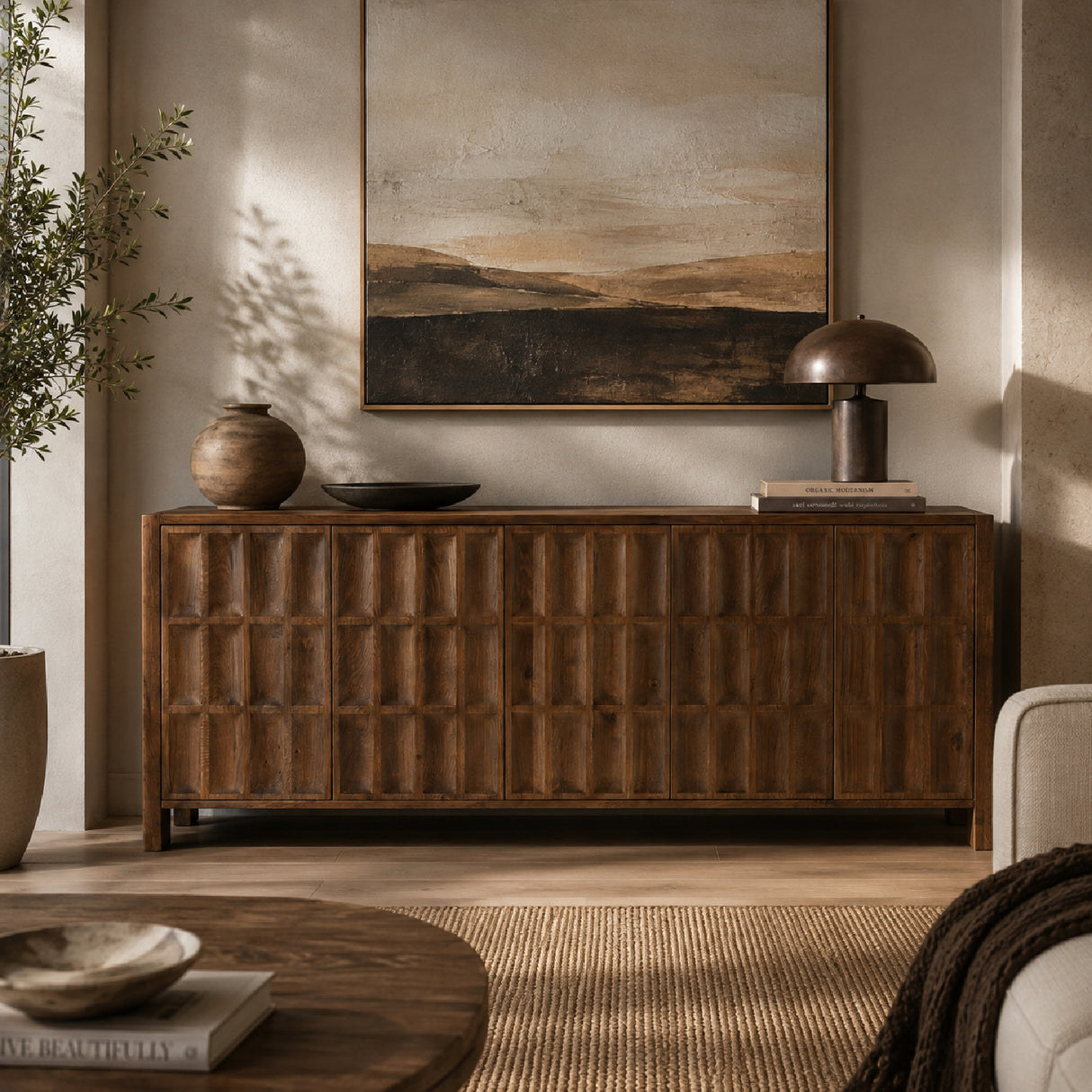 Carved Oak 5-Door Sideboard | Novi Living Roland
