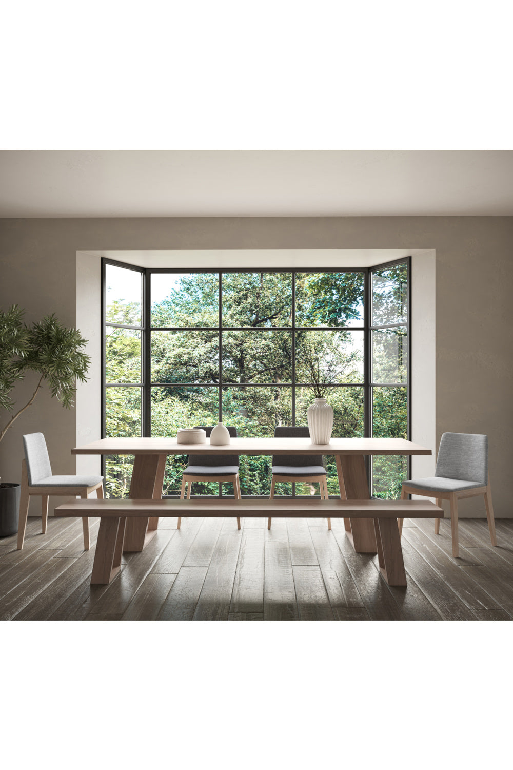 Modern European furniture - Oak Framed Padded Dining Chairs (2) - www.oroa.com | Oroa.com