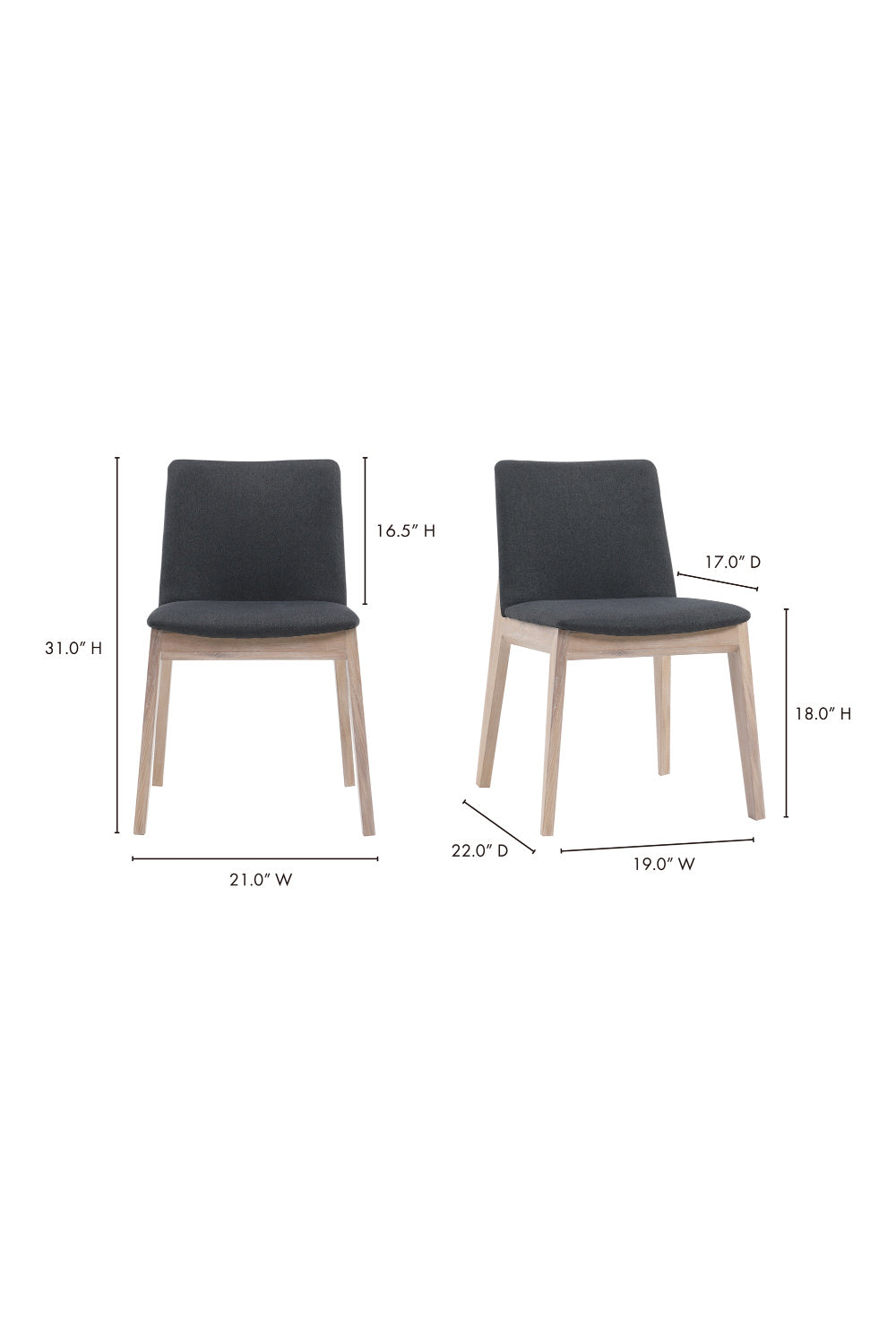 Modern European furniture - Oak Framed Padded Dining Chairs (2) - www.oroa.com