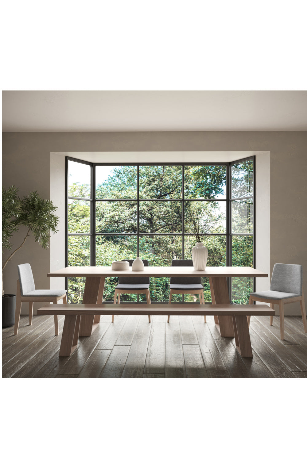 Modern European furniture - Oak Framed Padded Dining Chairs (2) - www.oroa.com