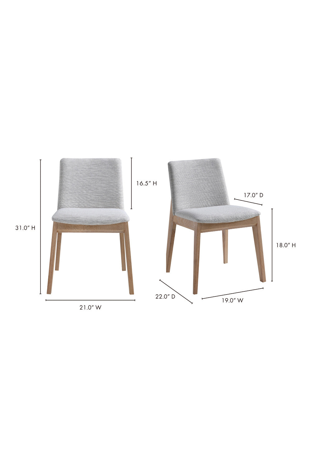 Modern European furniture - Oak Framed Padded Dining Chairs (2) - www.oroa.com