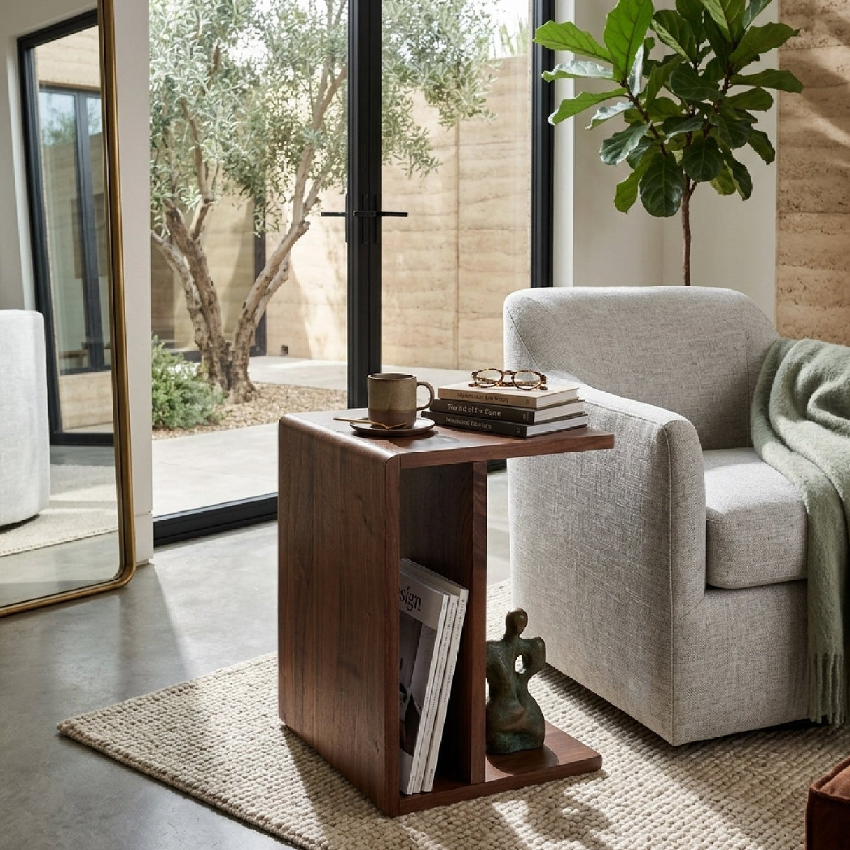 Modern European furniture - Japandi Wooden Accent Table - www.oroa.com