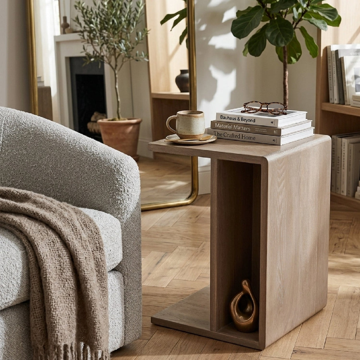 Modern European furniture - Japandi Wooden Accent Table - www.oroa.com