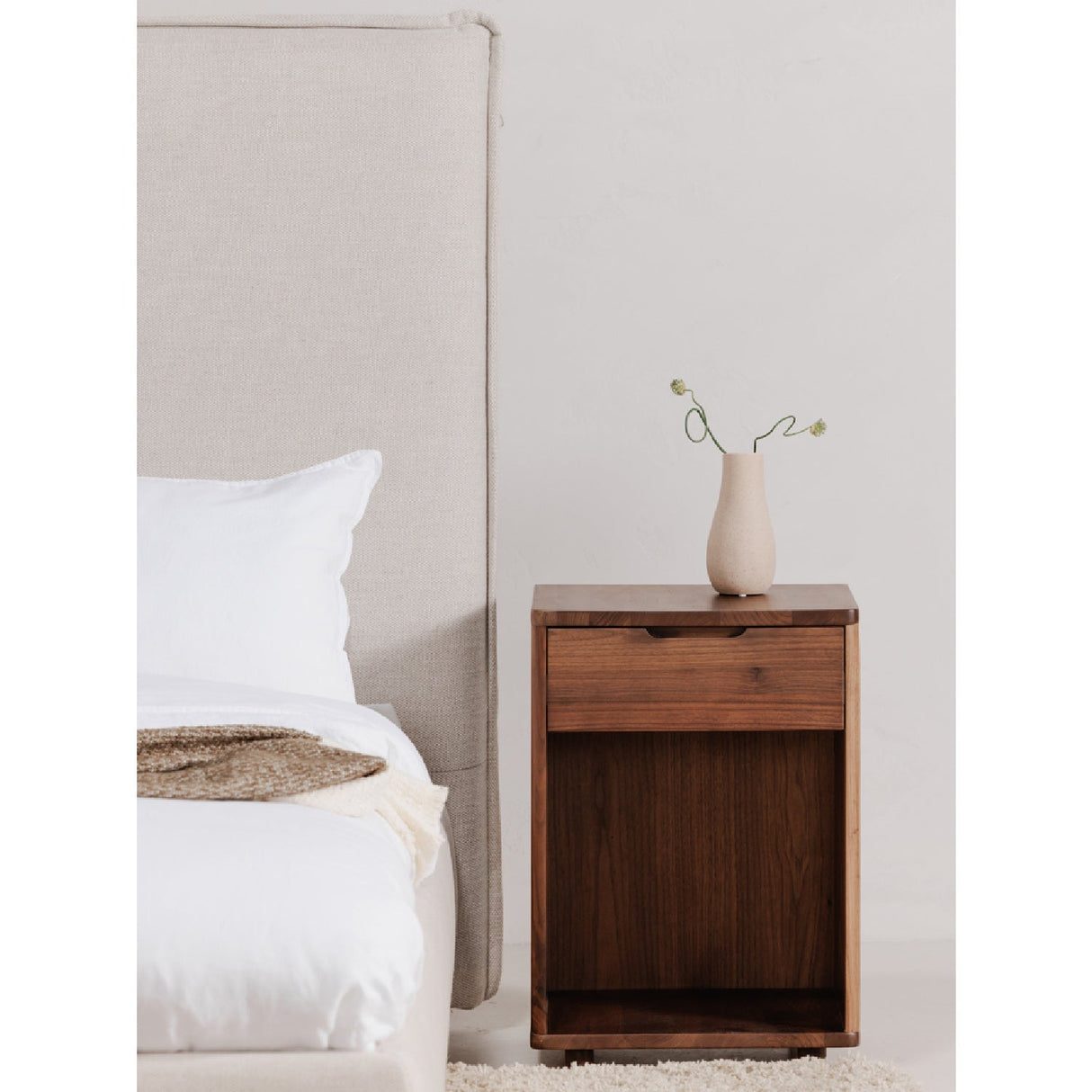 Modern European furniture - Solid Wood 1-Drawer Nightstand - www.oroa.com