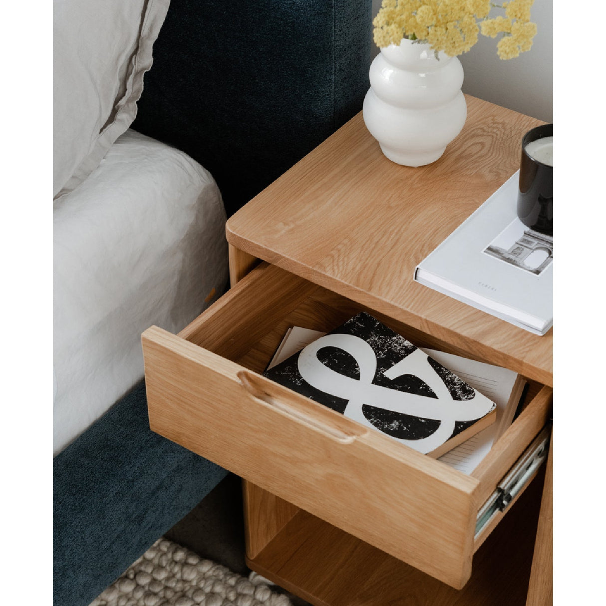 Modern European furniture - Solid Wood 1-Drawer Nightstand - www.oroa.com