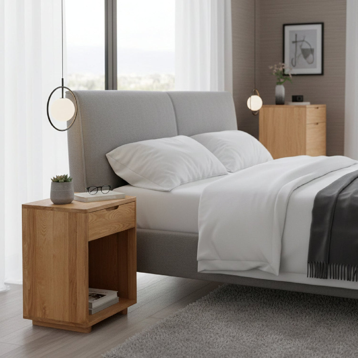 Modern European furniture - Solid Wood 1-Drawer Nightstand - www.oroa.com