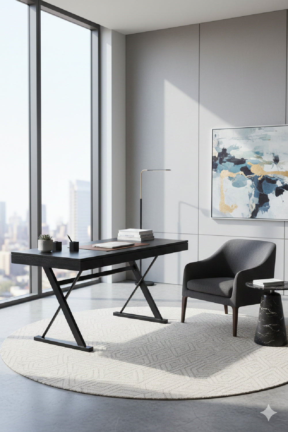 Modern European furniture - Trestle Framed Wooden Desk - www.oroa.com