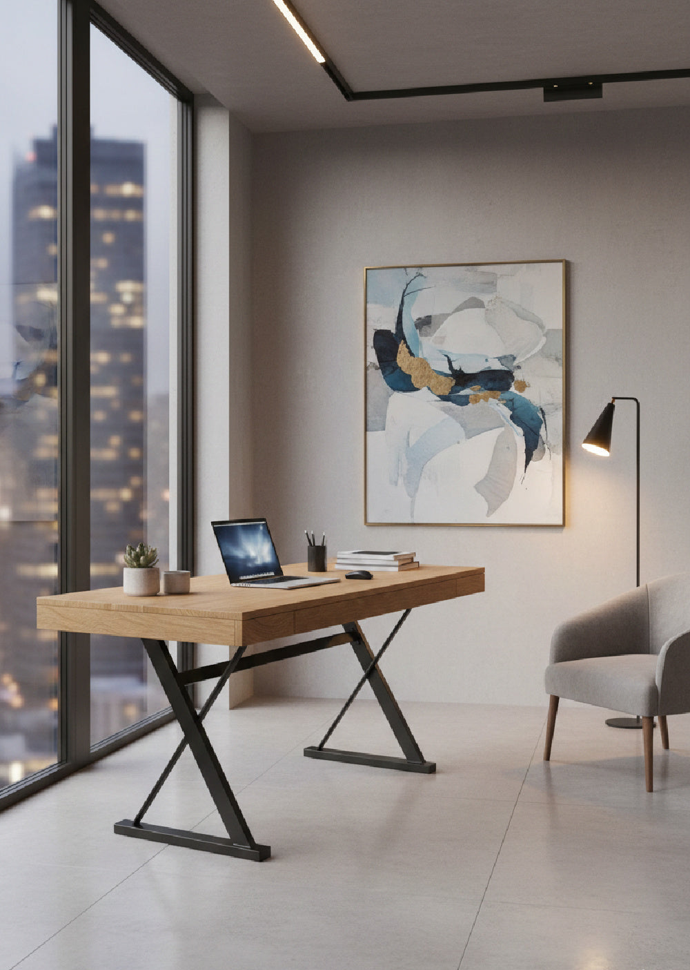 Modern European furniture - Trestle Framed Wooden Desk - www.oroa.com
