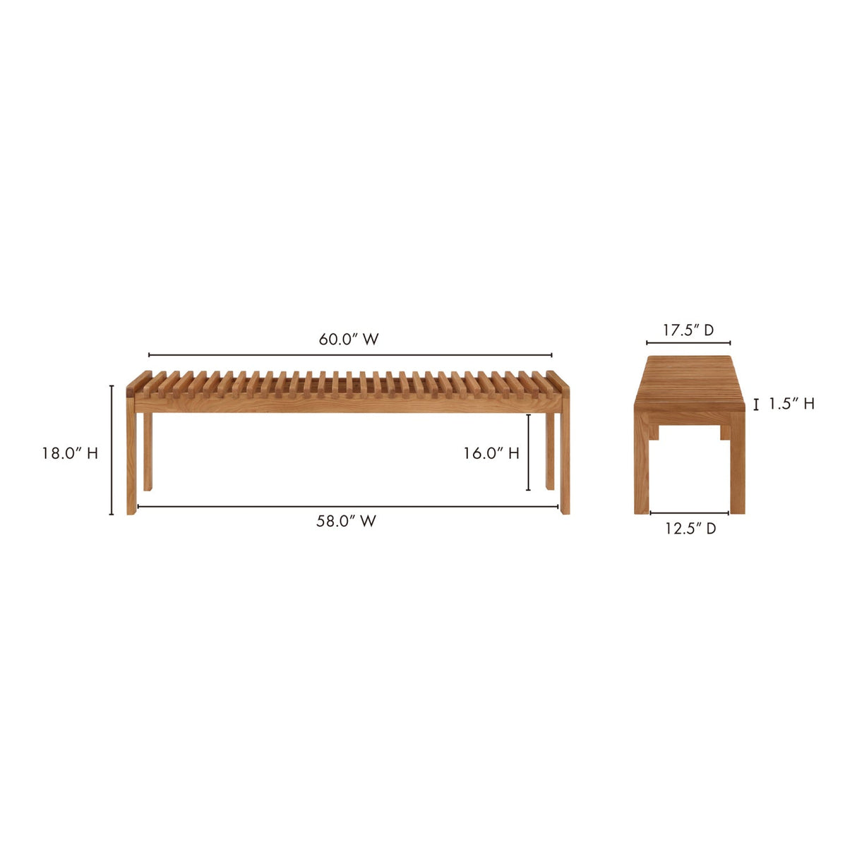 Modern European furniture - Solid Wood Slatted Bench - www.oroa.com