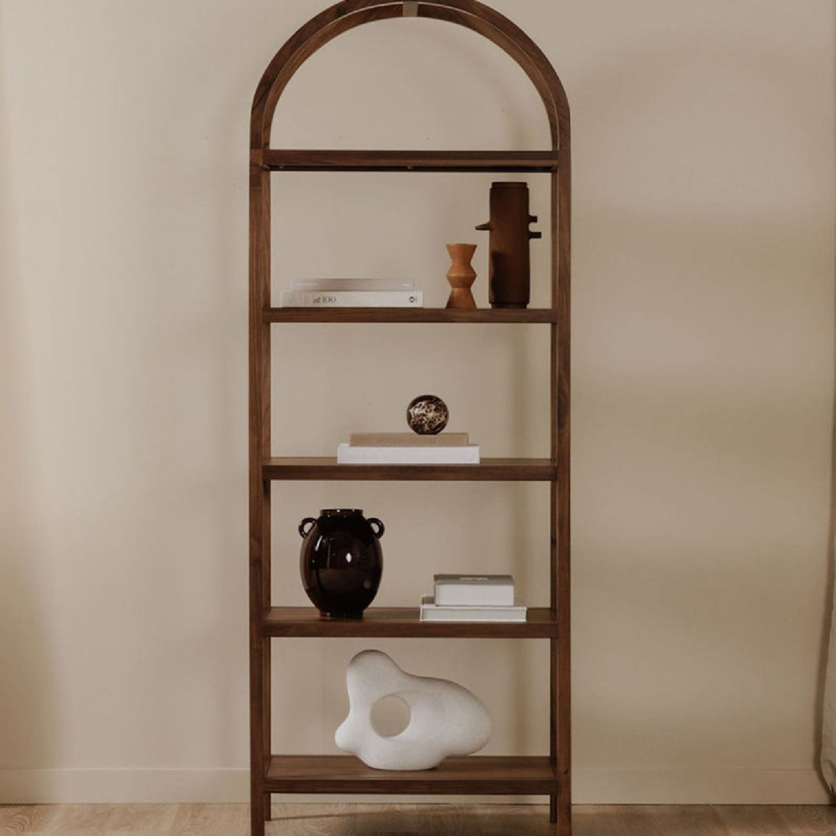 Modern European furniture - Solid Walnut Arched Bookcase - www.oroa.com