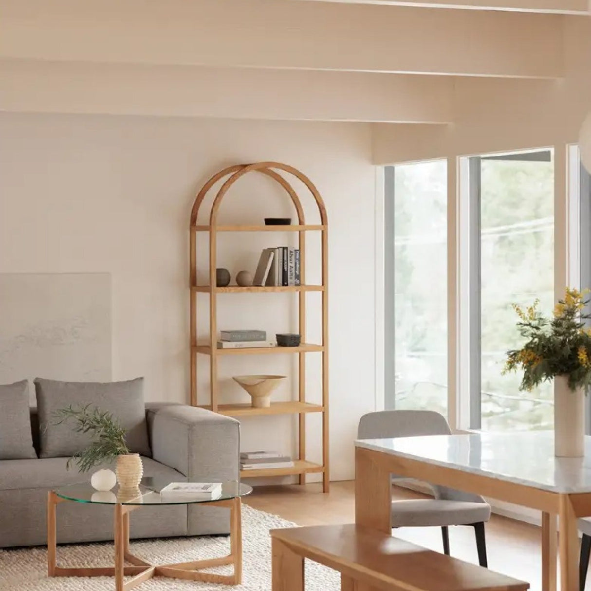 Modern European furniture - Solid Oak Arched Bookcase - www.oroa.com