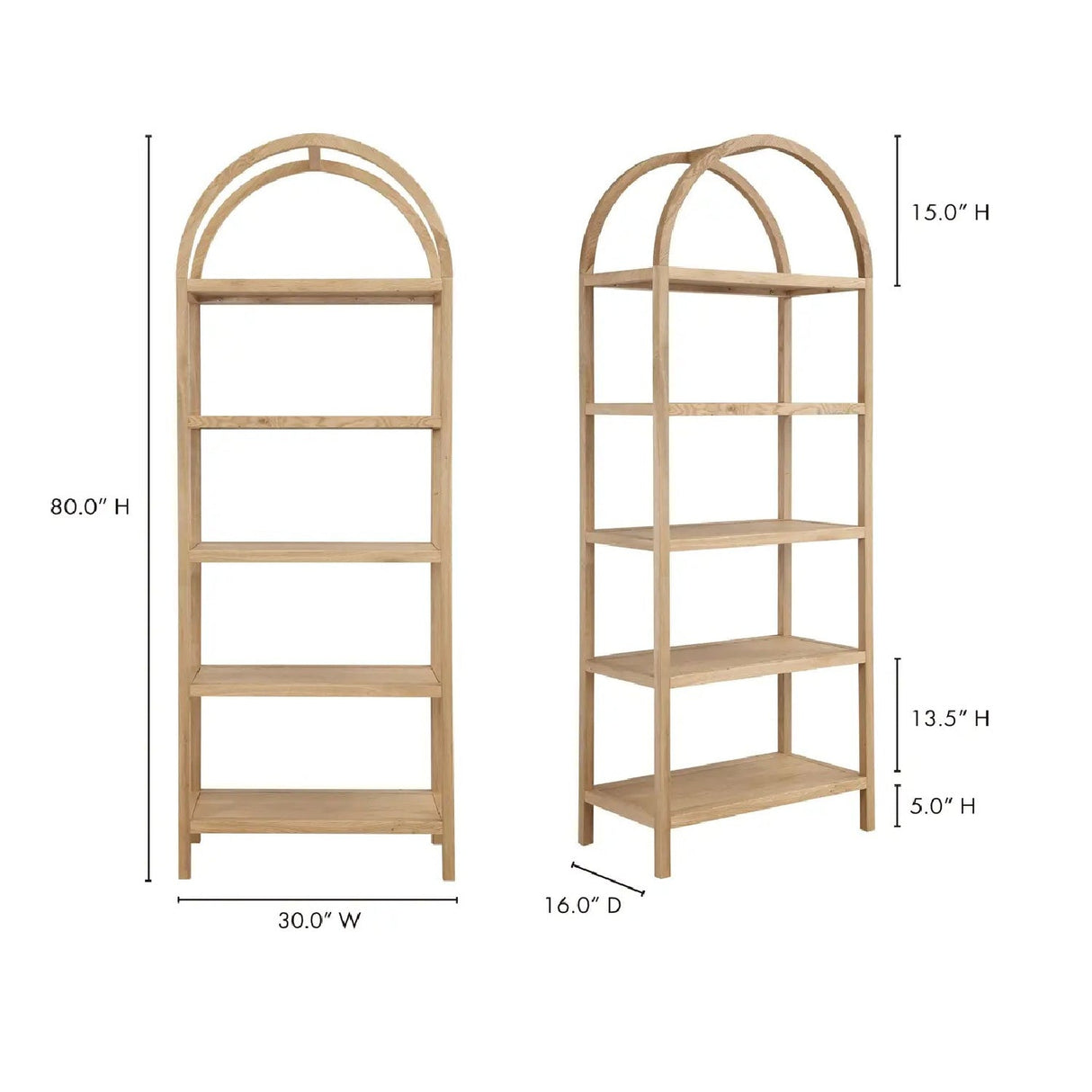 Modern European furniture - Solid Oak Arched Bookcase - www.oroa.com