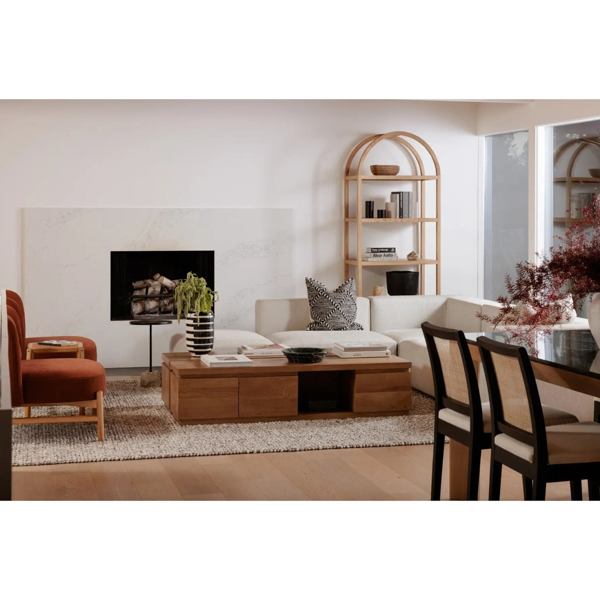 Modern European furniture - Solid Oak Arched Bookcase - www.oroa.com
