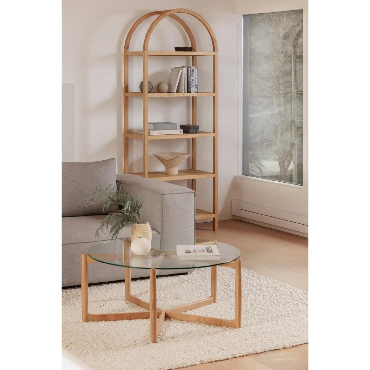 Modern European furniture - Solid Oak Arched Bookcase - www.oroa.com