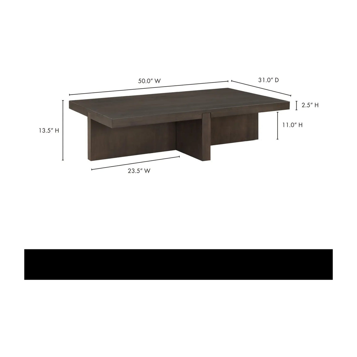 Modern European furniture - Oak Cross-Base Rectangular Coffee Table - www.oroa.com